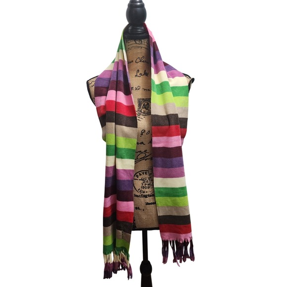 Old Navy Striped Fleece Scarf Multicolor Winter Warm Cozy Womens Accessory - Picture 1 of 4